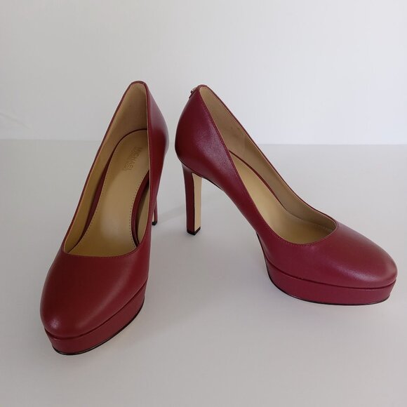 MICHAEL Michael Kors Chantal Rubin Red Leather Platform Pump Womens Size 7M - Picture 4 of 14